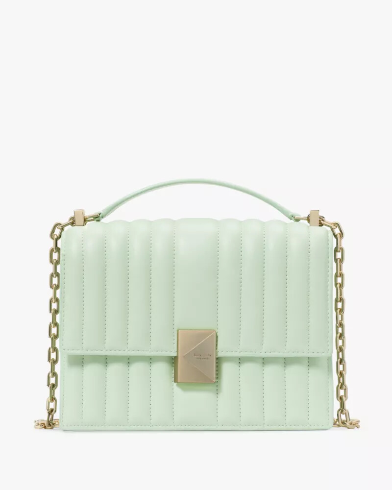 bolsa de ombro deco acolchoada com corrente cor pistache gelo.