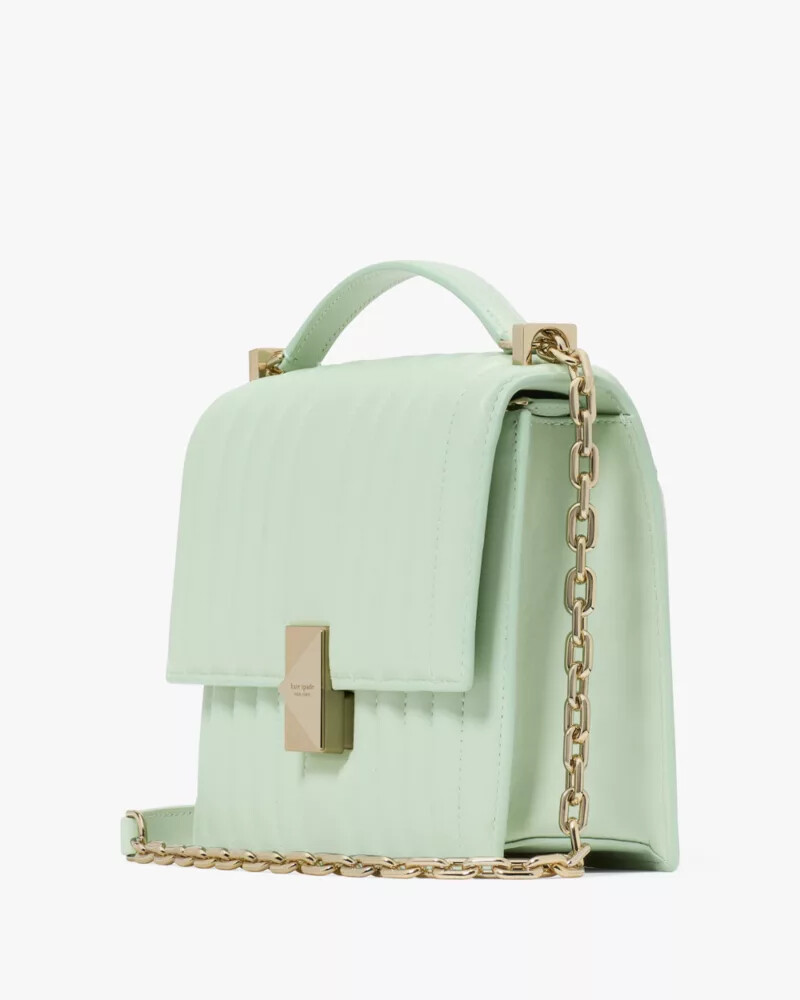bolsa de ombro deco acolchoada com corrente cor pistache gelo.