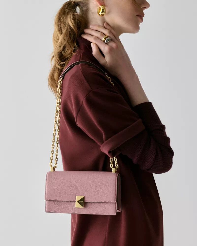 bolsa transversal deco mini flap chain rosa escuro