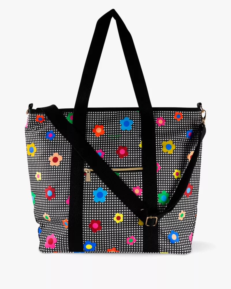 bolsa térmica xadrez vichy para jardim preta.