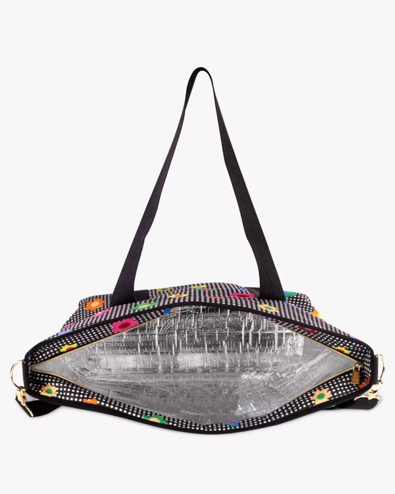 bolsa térmica xadrez vichy para jardim preta.