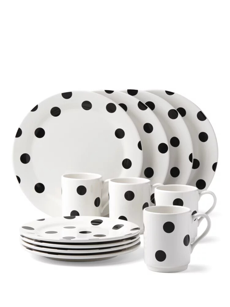 conjunto de jantar deco dot de 12 peças multicolorido