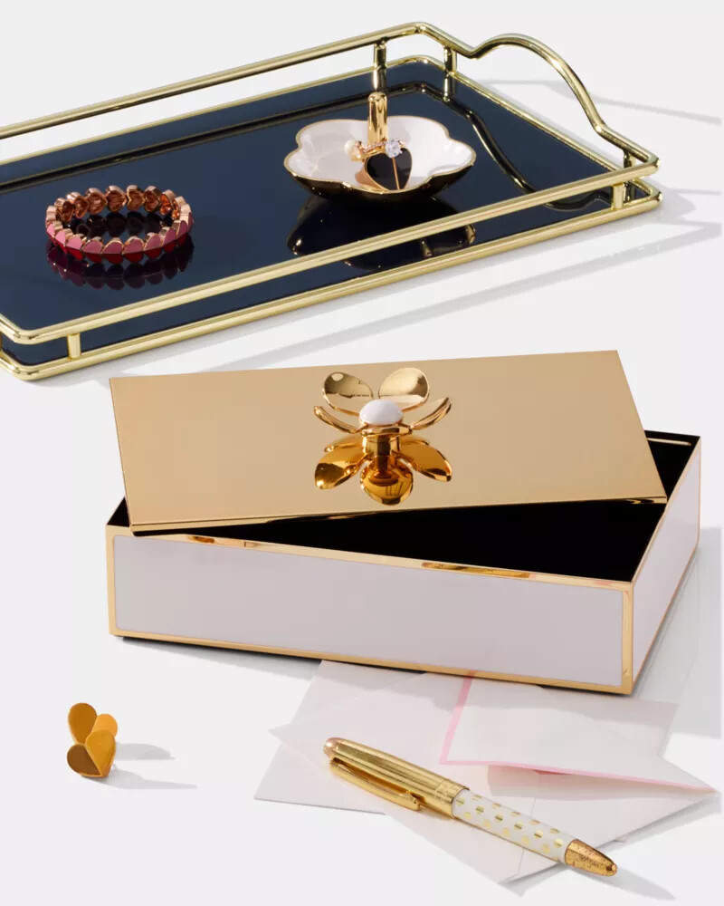 caixa de joias floral make it pop dourada