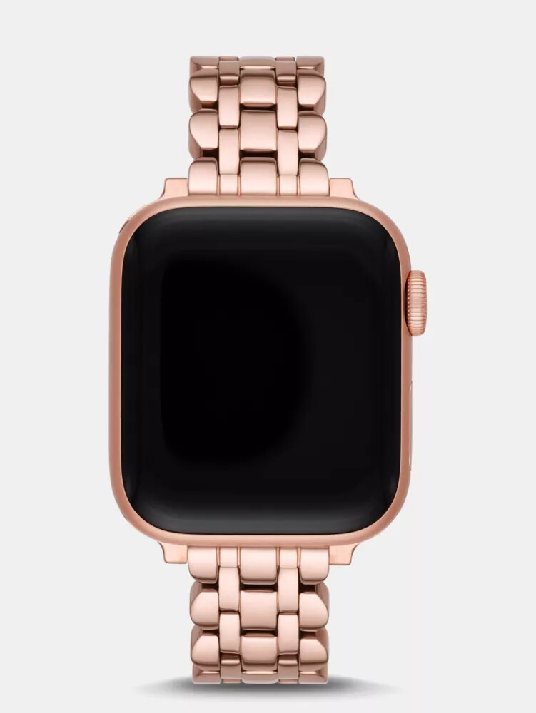 pulseira de aço inoxidável com elos ondulados de 3840 mm para apple watch cor ouro rosa.