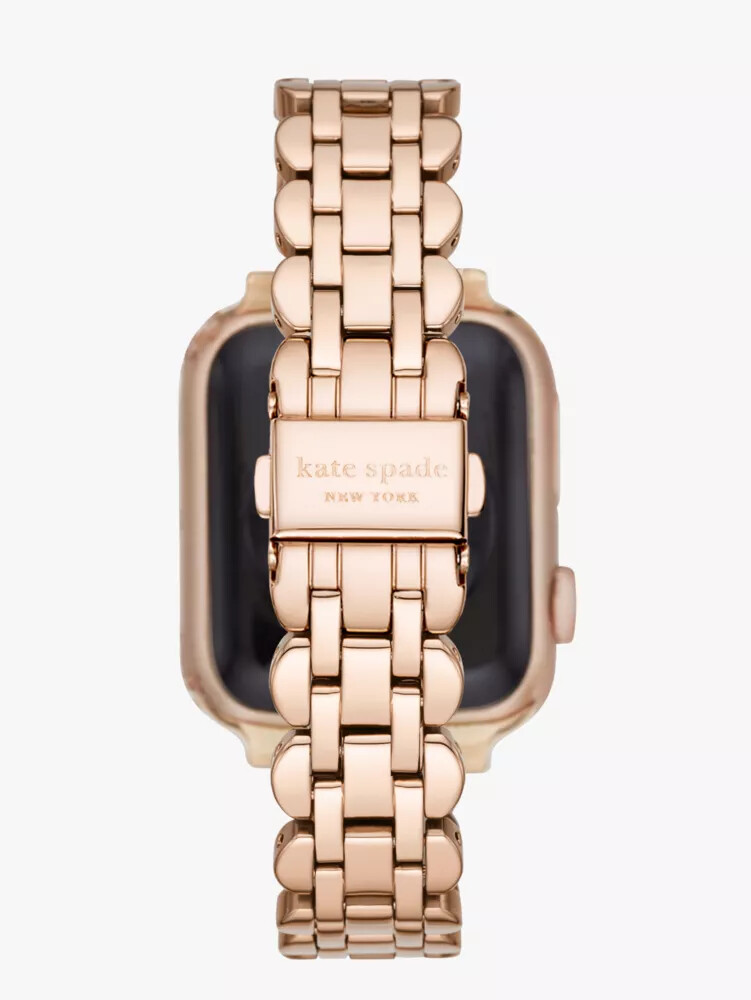 pulseira de aço inoxidável com elos ondulados de 3840 mm para apple watch cor ouro rosa.