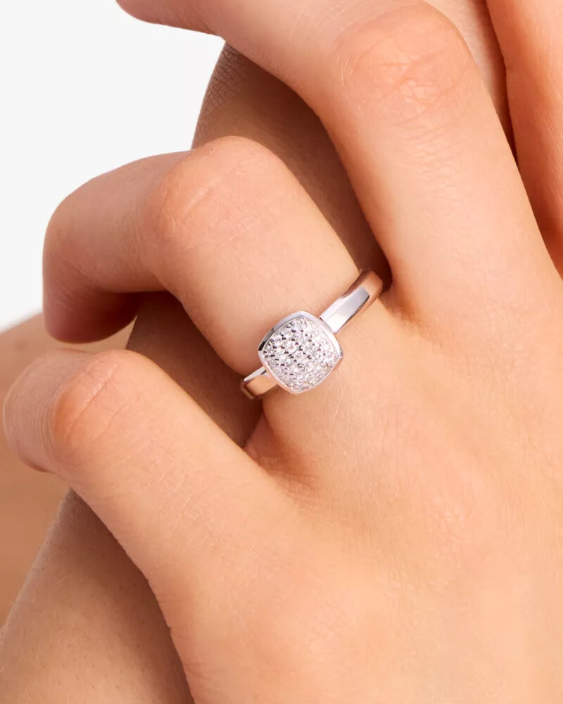 anel kate spade fine time to shine com diamantes pavé em prata