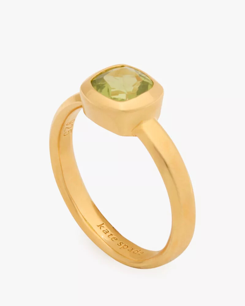anel kate spade fine time to shine com gema de peridoto