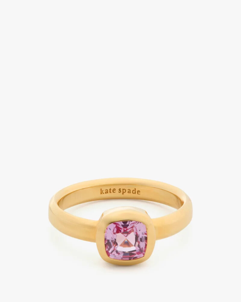 anel kate spade fine time to shine com gema de safira rosa