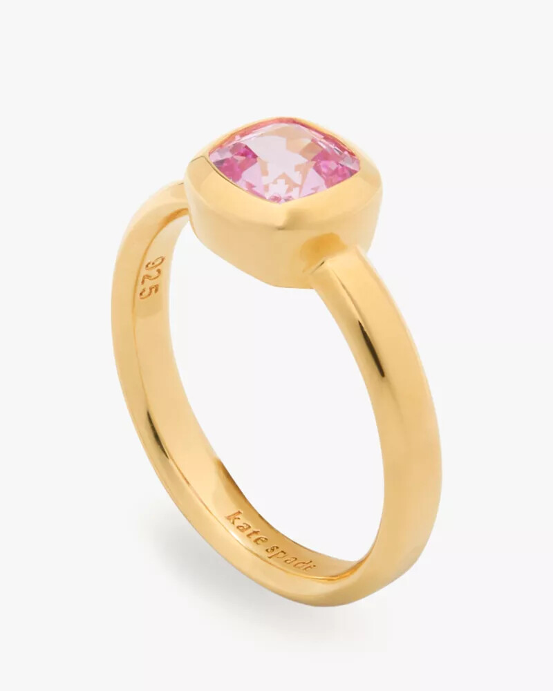 anel kate spade fine time to shine com gema de safira rosa
