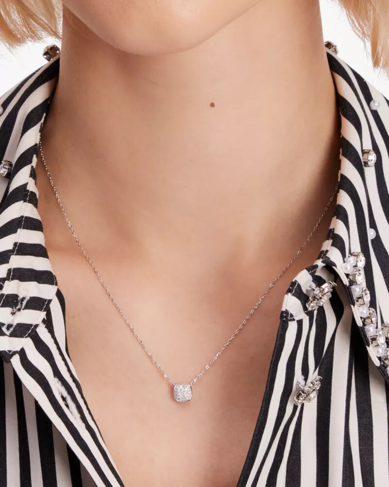 pingente kate spade fine time to shine com diamantes cravejados em prata
