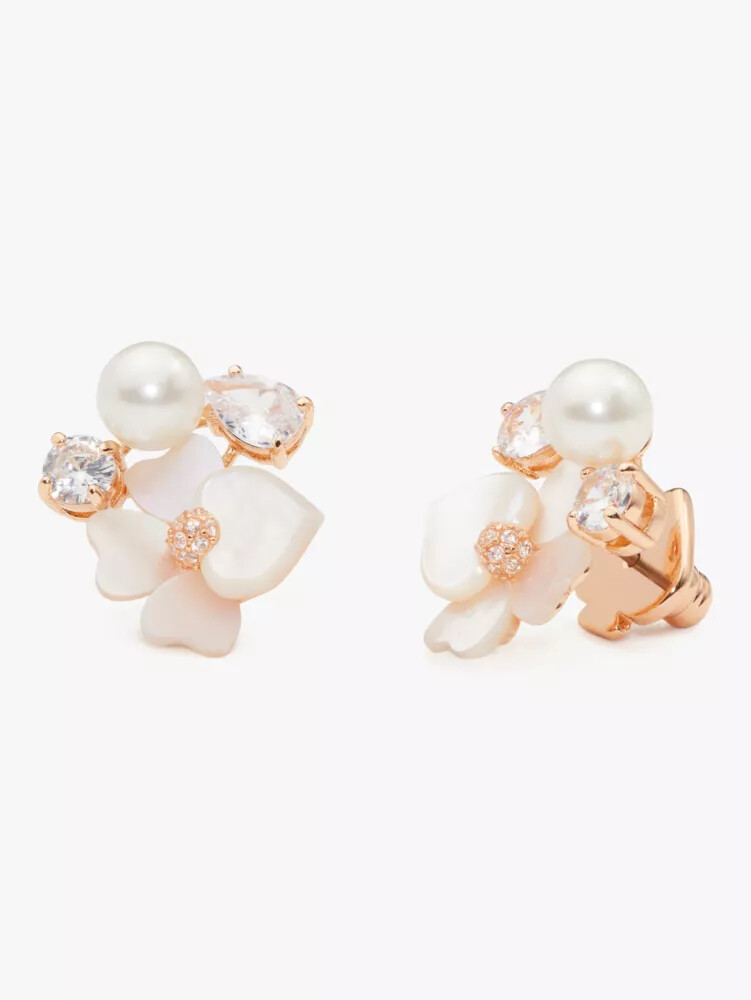 brincos de aglomerado de amor-perfeito branco multicolorido