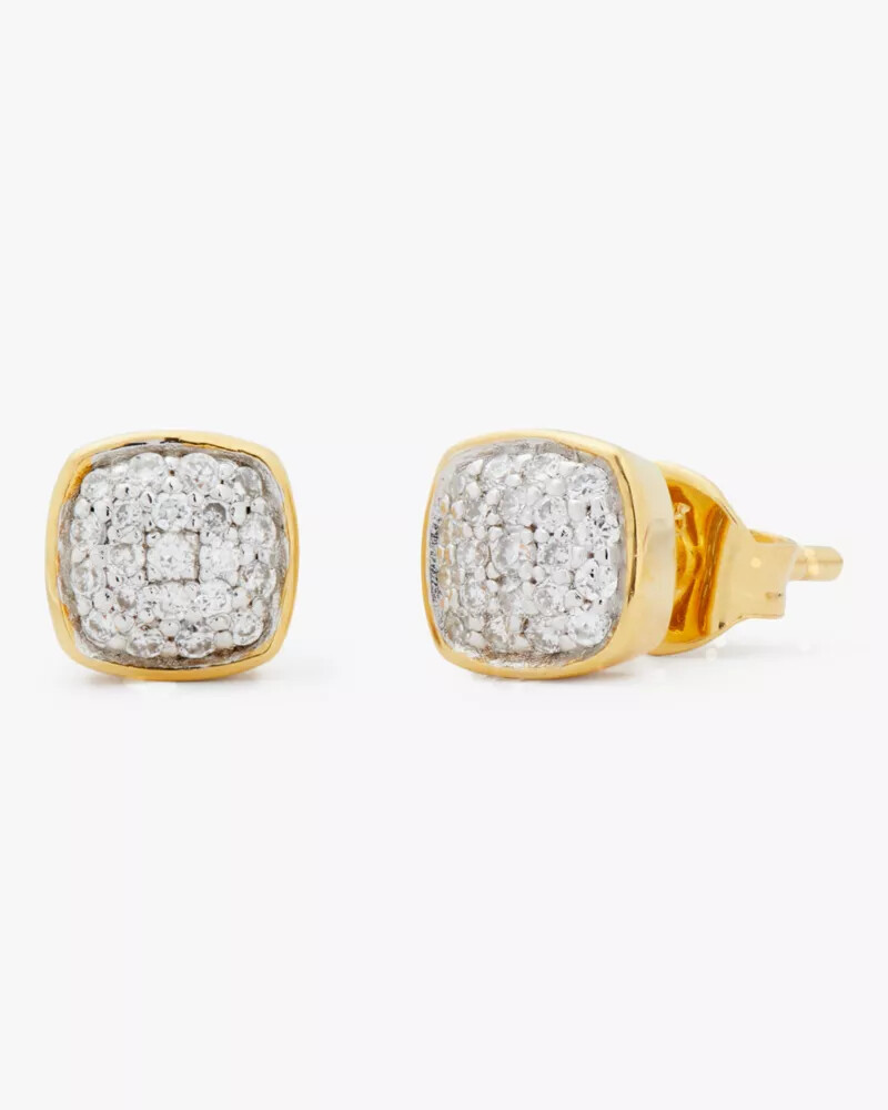 brincos kate spade fine time to shine com diamantes pavé em ouro