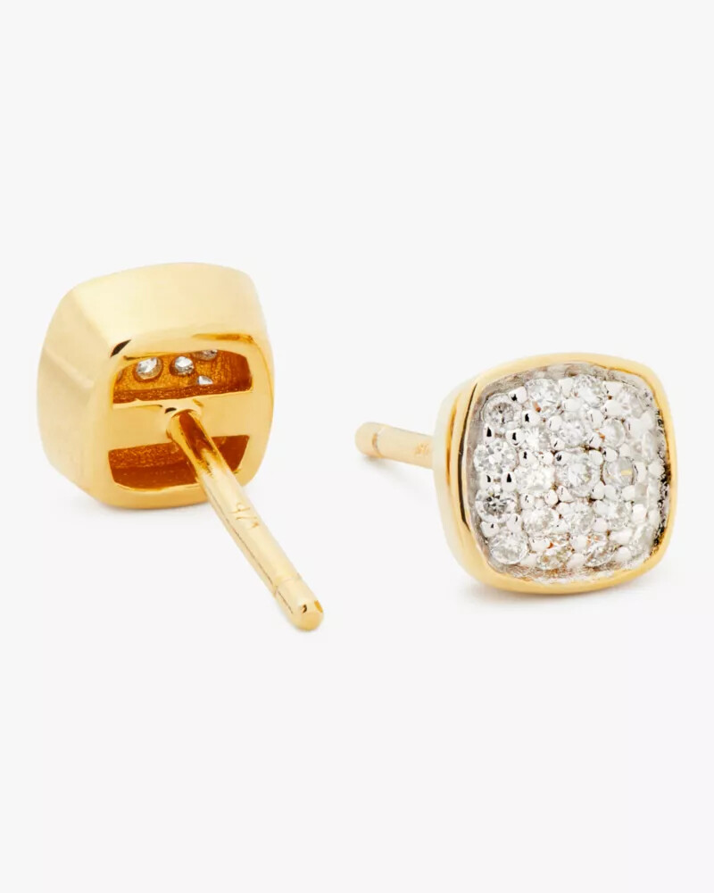 brincos kate spade fine time to shine com diamantes pavé em ouro