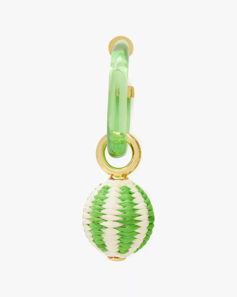 brincos de argola com pingente de ráfia verde multicolorido feeling bubbly