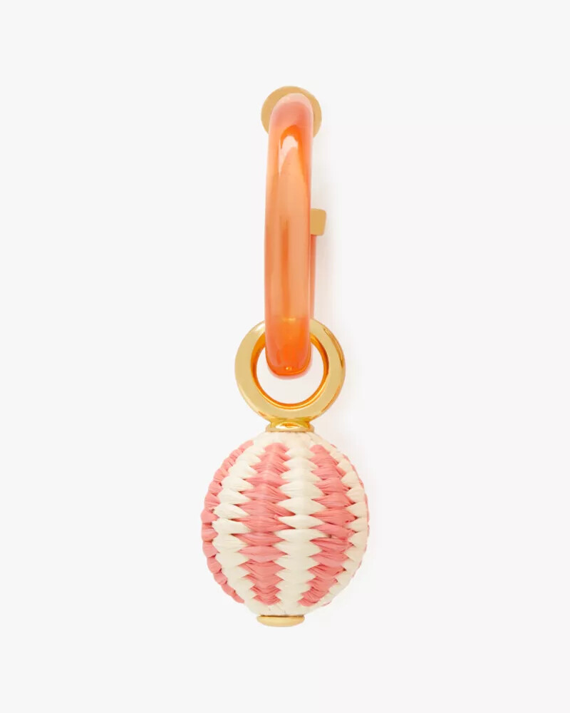 brincos de argola com pingente de ráfia rosa multicolorido feeling bubbly