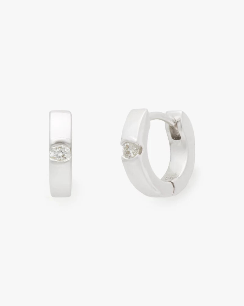 kate spade fine meant to be diamond huggies prata