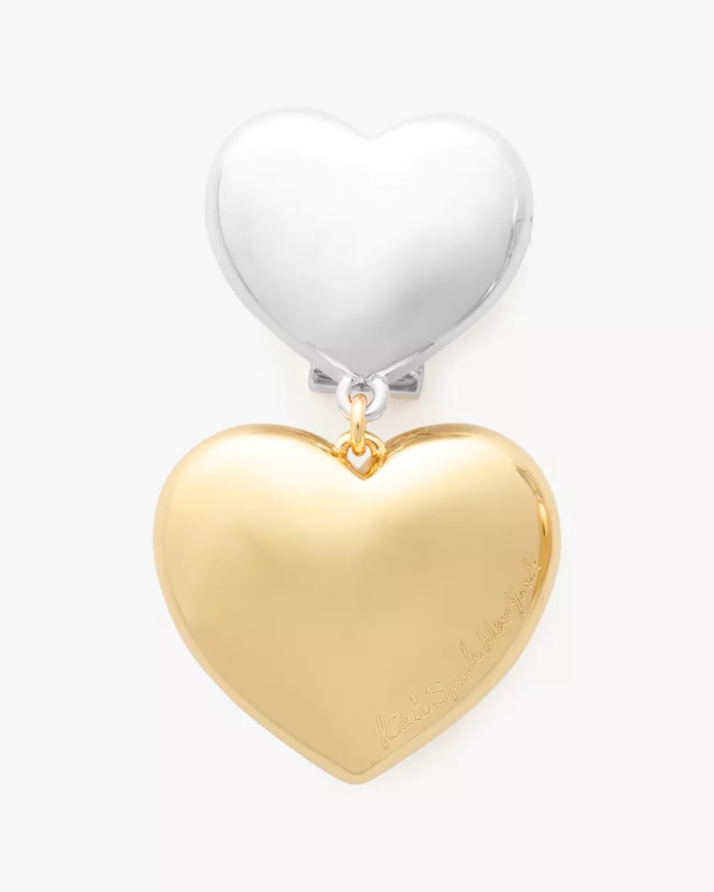 brincos heart you double drop em prata e ouro