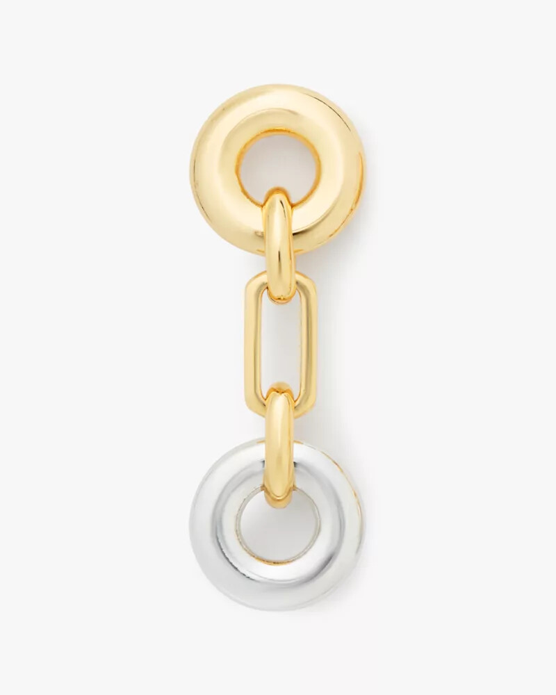 brincos lineares interlock em prata e ouro