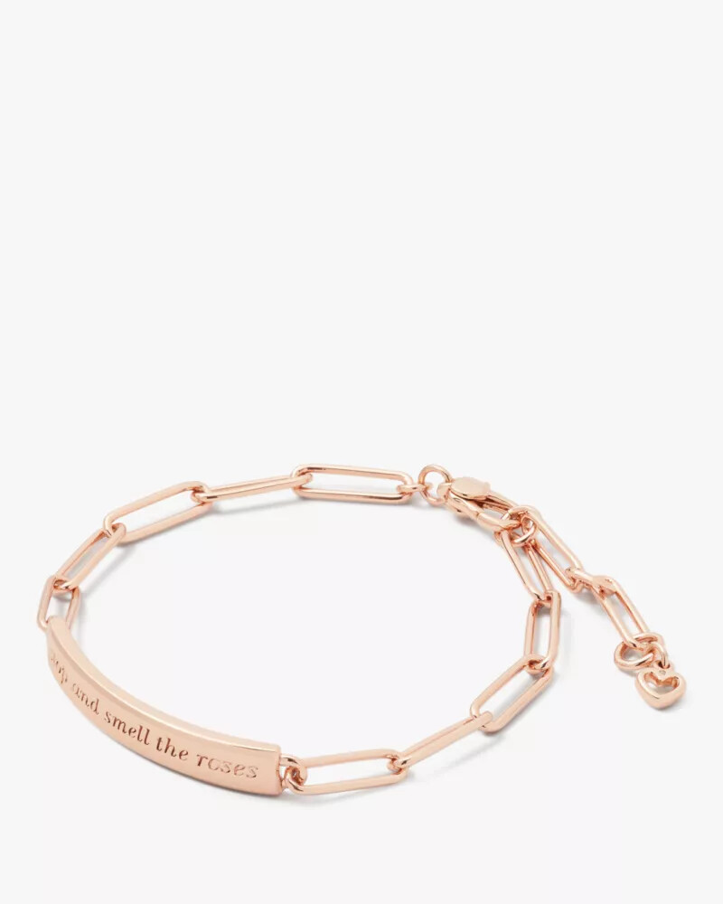 pulseira stop and smell the roses em ouro rosa