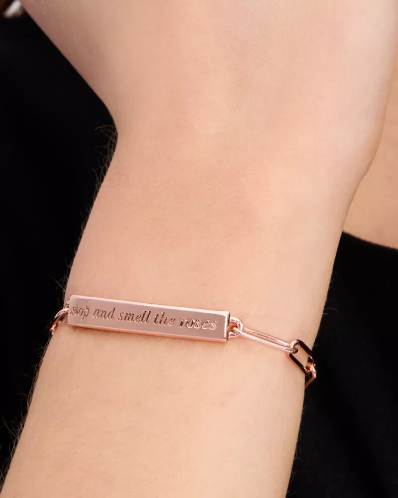 pulseira stop and smell the roses em ouro rosa