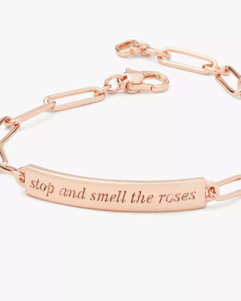 pulseira stop and smell the roses em ouro rosa