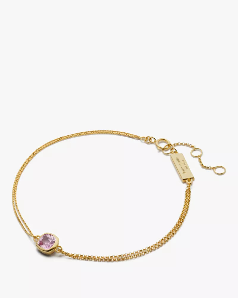 pulseira kate spade fine time to shine com gema de safira rosa