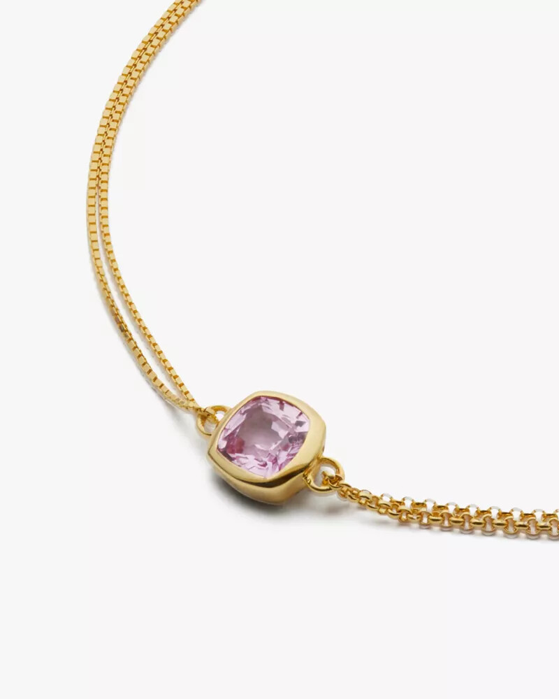pulseira kate spade fine time to shine com gema de safira rosa