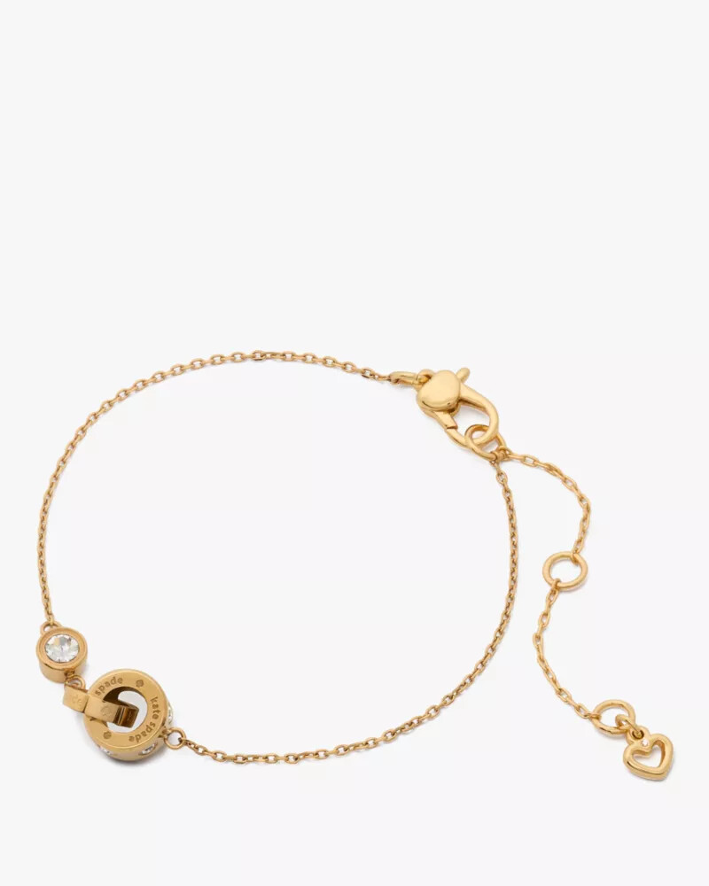 pulseira set in stone interlink dourada transparente