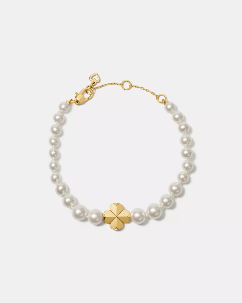 pulseira de pérolas em formato de flor de espadas e ouro branco