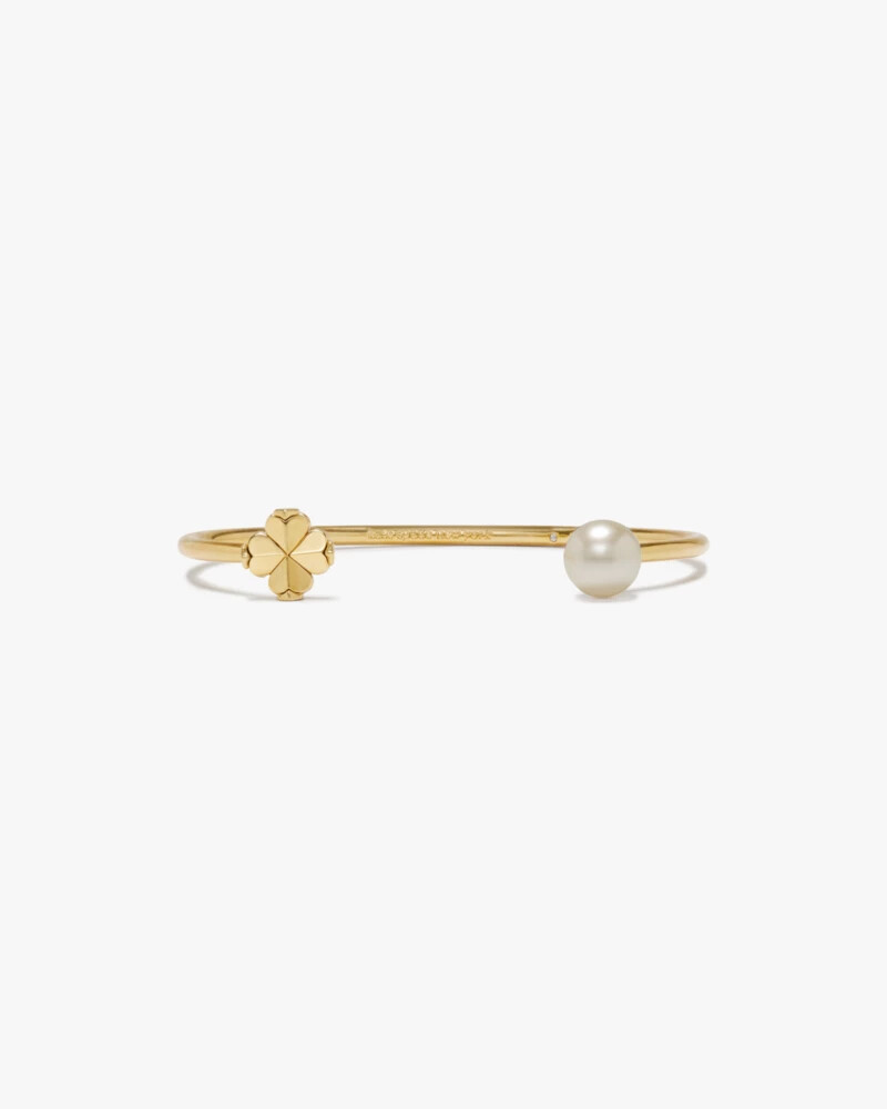 bracelete com pérolas em formato de flor de espadas e ouro branco