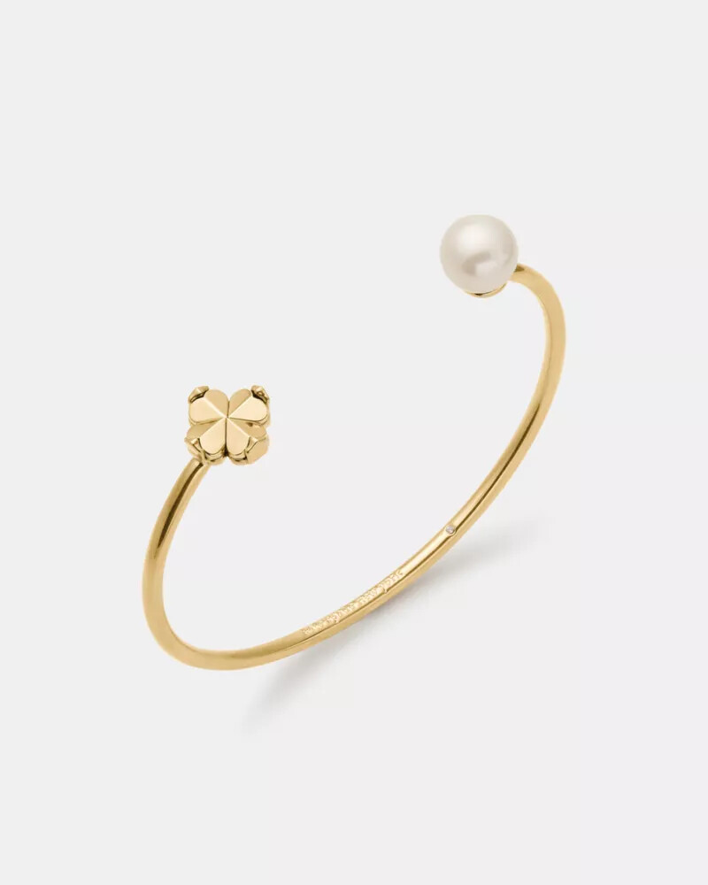 bracelete com pérolas em formato de flor de espadas e ouro branco