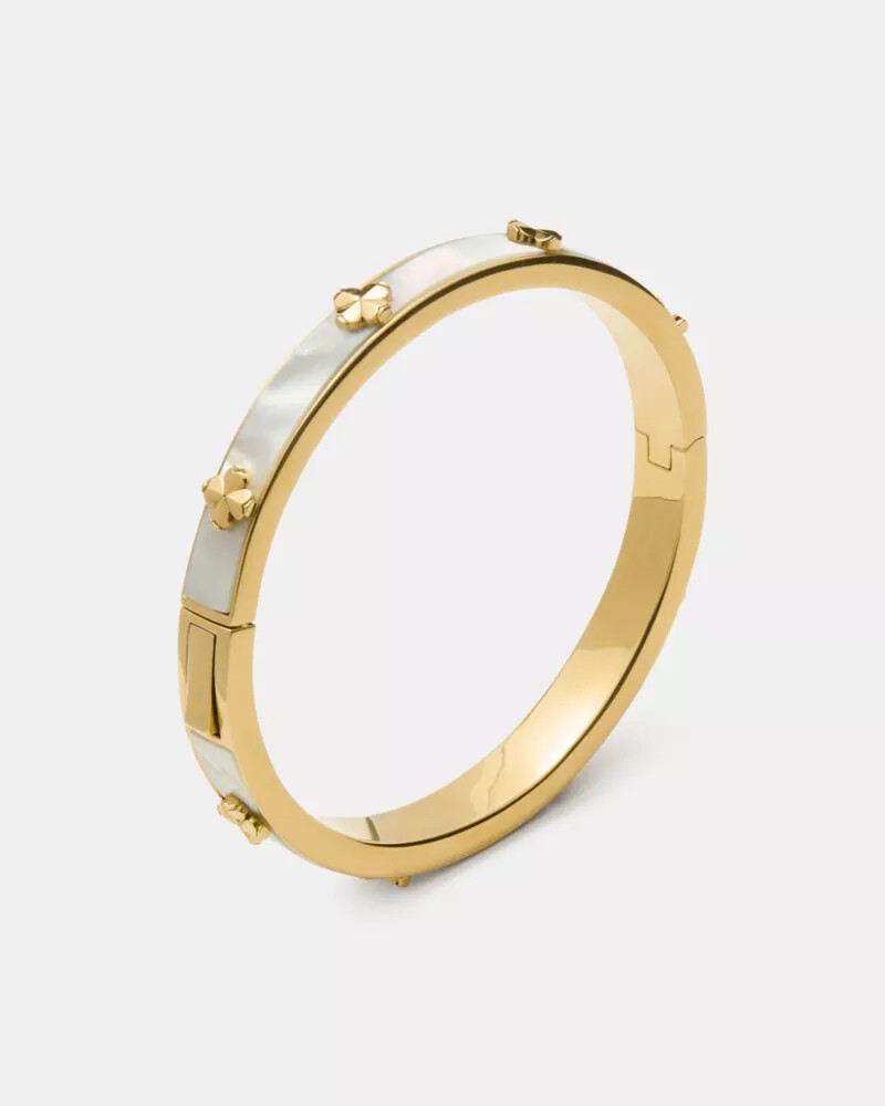 pulseira articulada em forma de flor de pá com madrepérola.