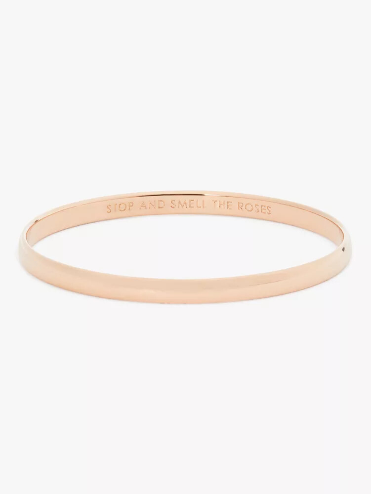 pulseira com a frase pare e aprecie o aroma das rosas em ouro rosa