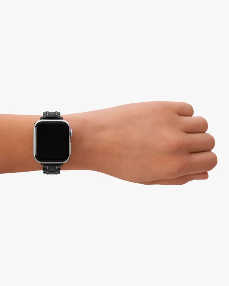 pulseira preta em aço inoxidável de 38 a 45 mm para apple watch