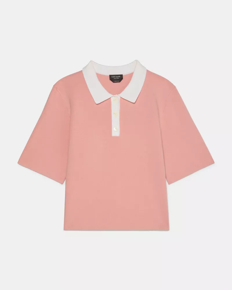 suéter polo cropped rosa sereno