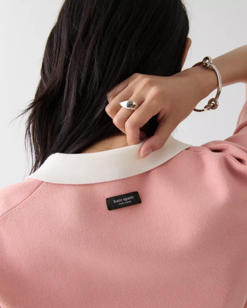 suéter polo cropped rosa sereno