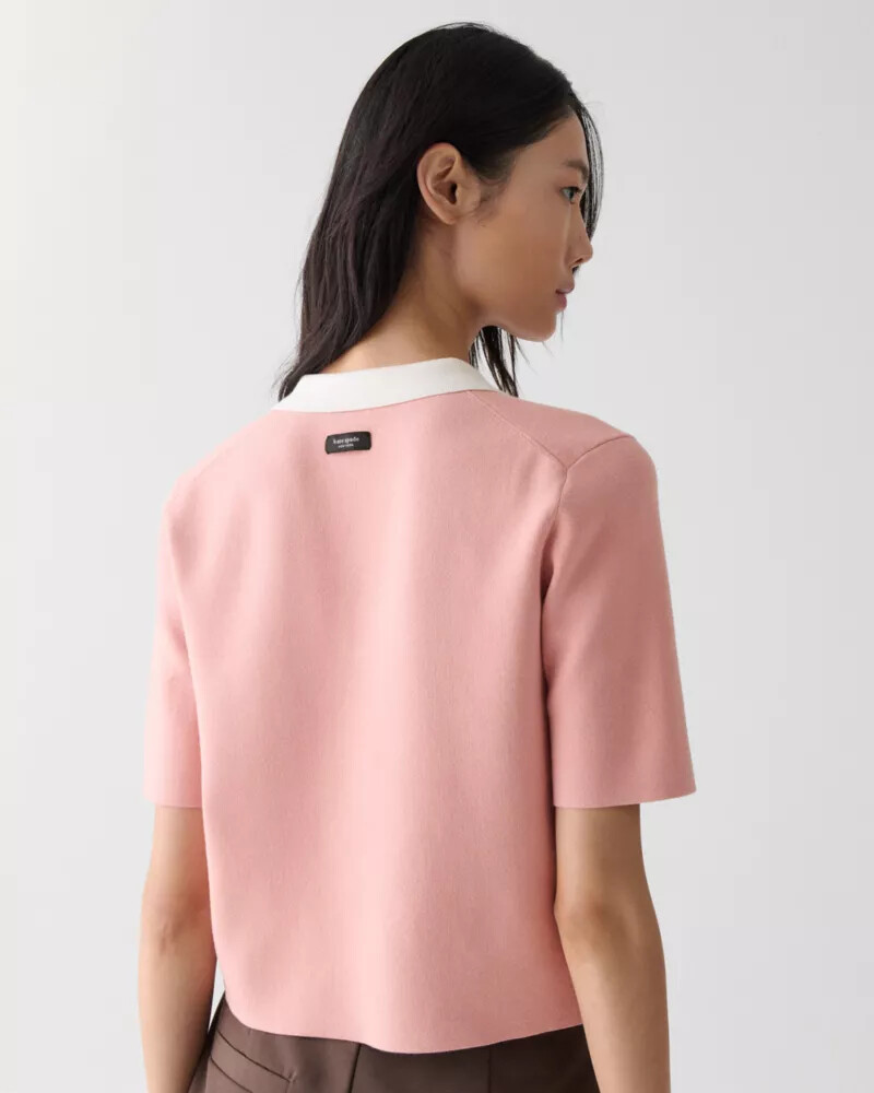 suéter polo cropped rosa sereno