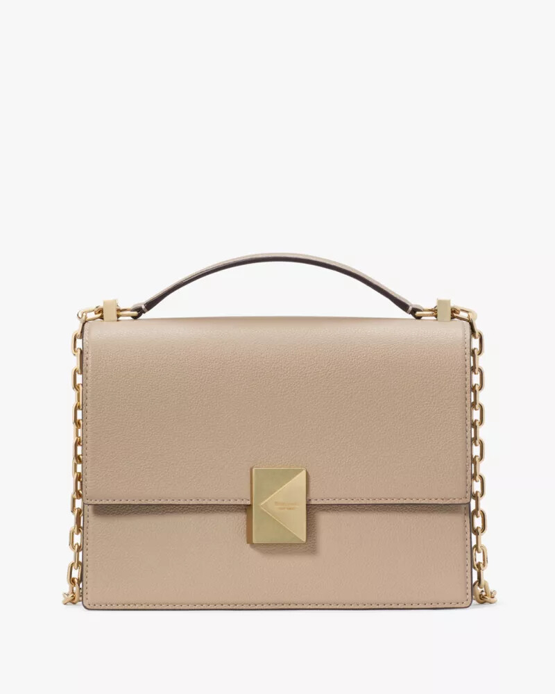 bolsa de ombro deco chain na cor taupe atemporal