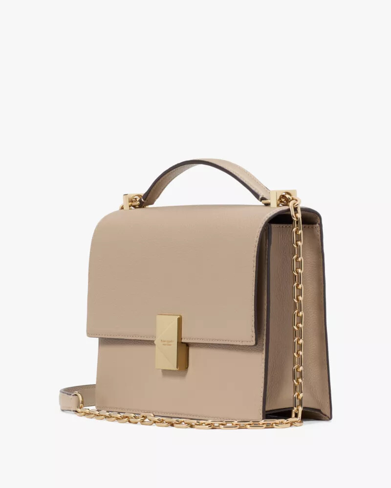 bolsa de ombro deco chain na cor taupe atemporal