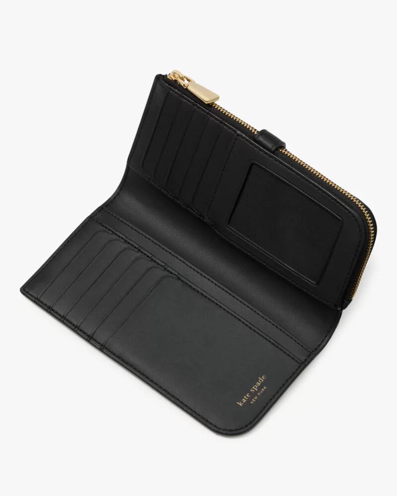 carteira slim com zíper deco preta