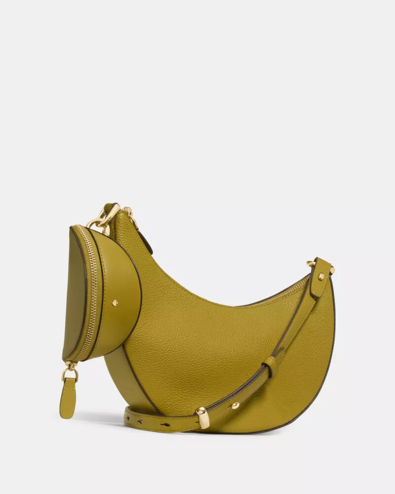 bolsa transversal duo com estampa de folha de louro