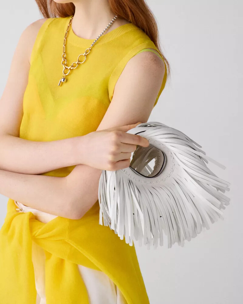 bolsa transversal duo fringe branca verdadeira.
