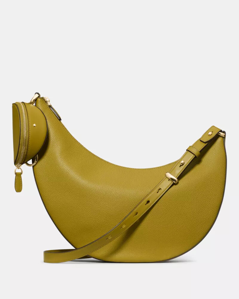 bolsa transversal grande duo com estampa de folha de louro