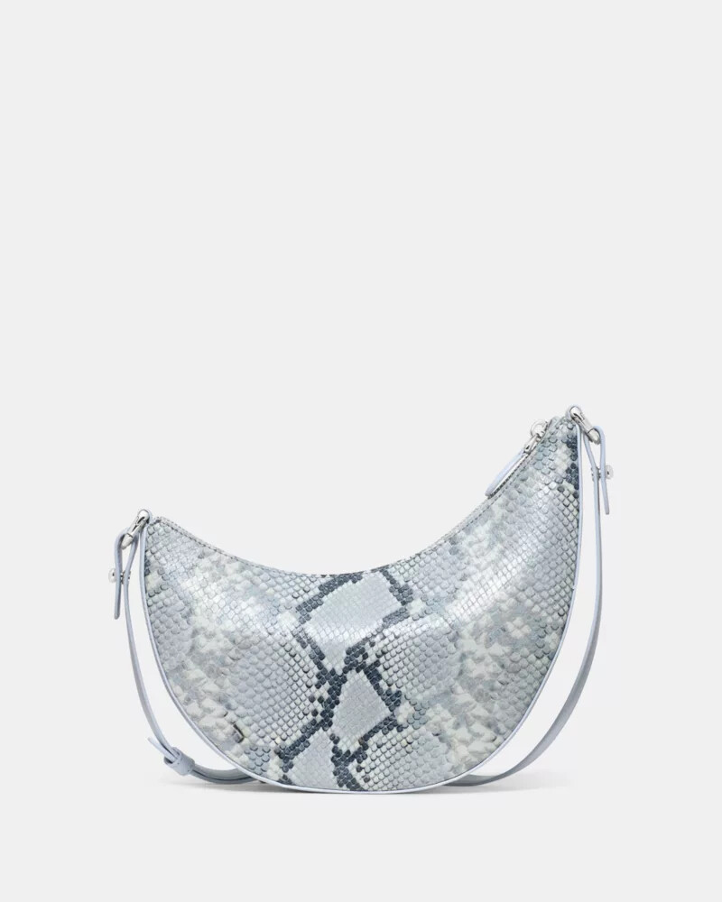 bolsa transversal duo snake com estampa cor safira clara.