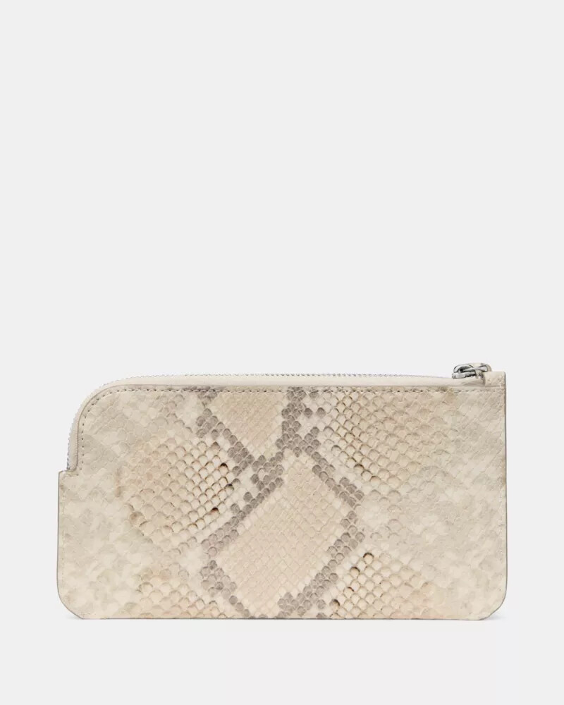 carteira de pulso zippy snake com estampa em relevo neutra e multicolorida.