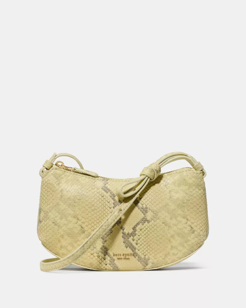 bolsa transversal loop snake com estampa em relevo cor limão claro.