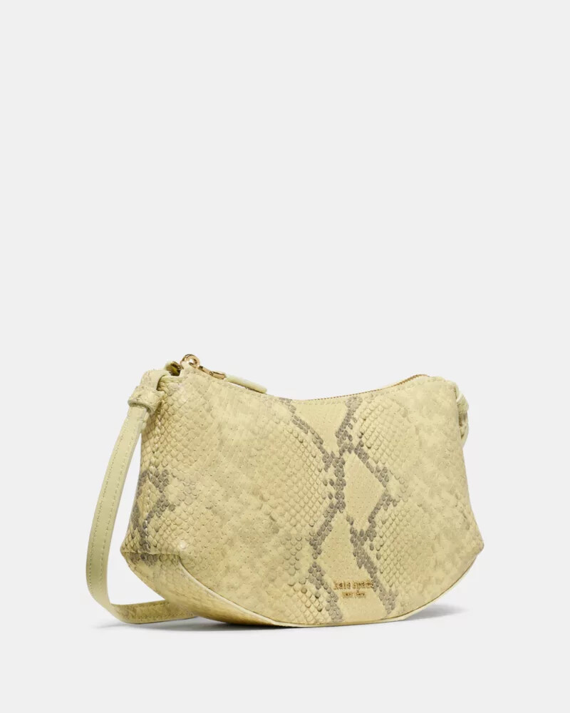 bolsa transversal loop snake com estampa em relevo cor limão claro.