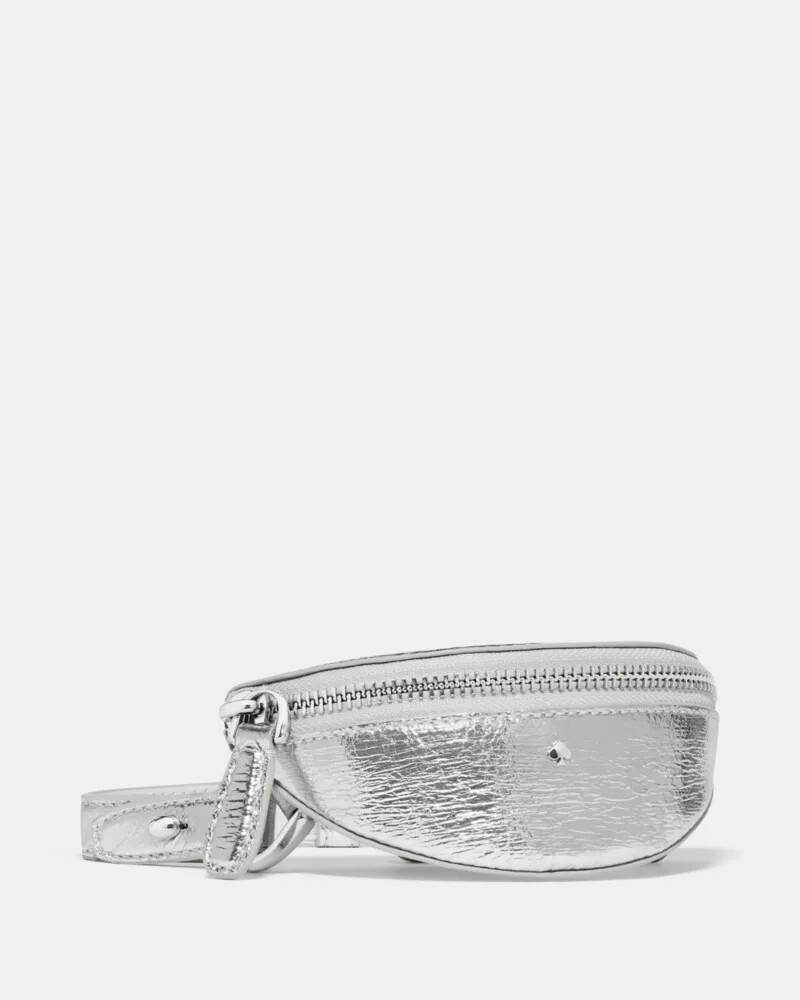 bolsa transversal duo em couro metálico texturizado prateado