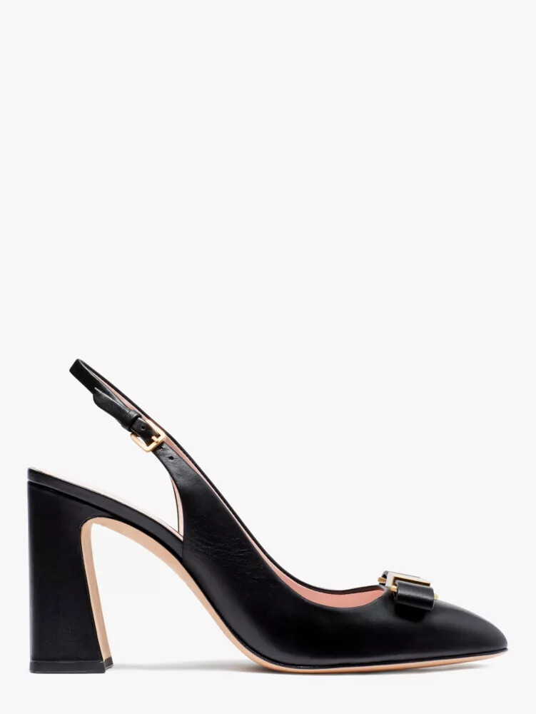 sapatos de salto bowdie slingback pretos