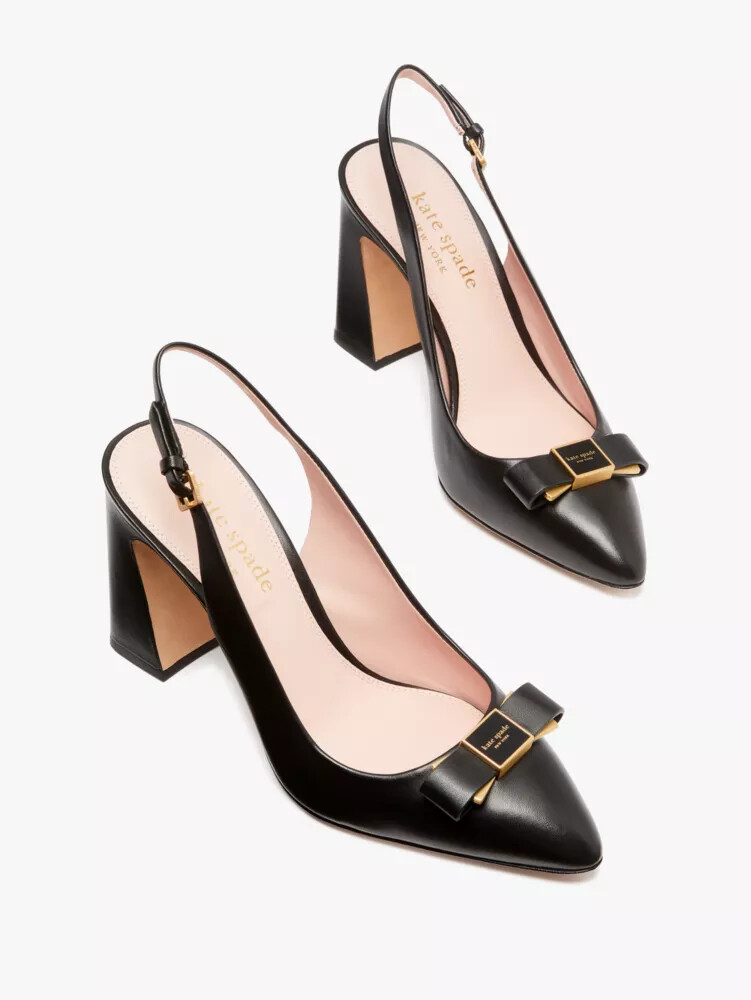 sapatos de salto bowdie slingback pretos